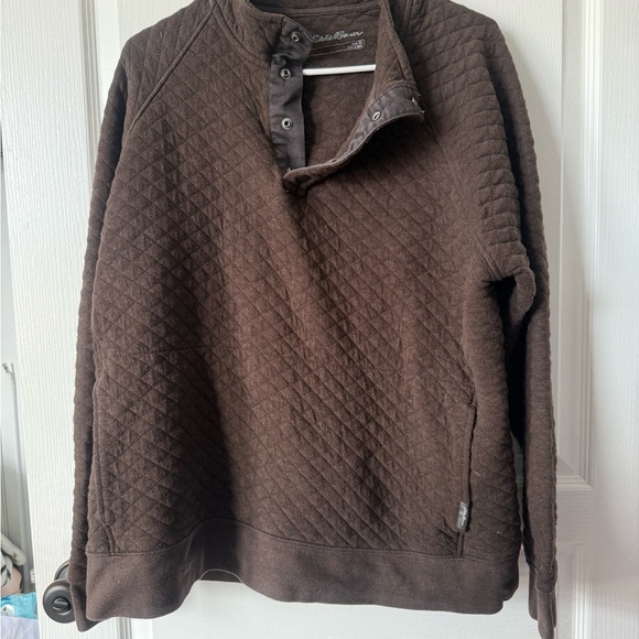 Eddie Bauer Brown Crewneck Sweater with Quilted Texture - Picture 1 of 5